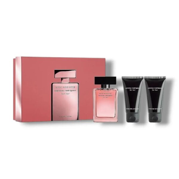 COFFRET NARCISO RODRIGUEZ MUSC NOIR ROSE EDP 50 ML + Gel Douche 50 ML + Lait 50 ML – Image 2